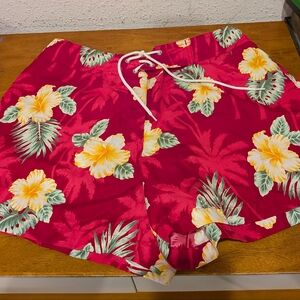 Floral Red Hawaiian Shorts - Size 10